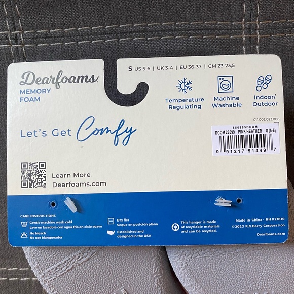 NWT Light pink & gray memory foam indoor/outdoor washable house slippers - Picture 6 of 6